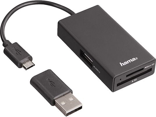 HAMA USB-2.0-OTG-Hub/Lettore schede per Smartphone/Tablet/Notebook/PC - Lettore di schede (Nero)