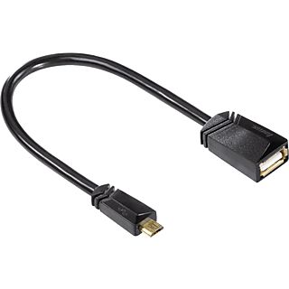 HAMA Câble adaptateur USB-2.0-OTG, 0.15 m - Câble de micro-couplage USB Micro-A., 0.15 m, 480 Mbit/s, Noir