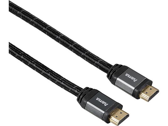 HAMA Cavo High Speed HDMI, Rivestimento di tessuto, 0.75 m - Cavo HDMI, 0.75 m, Nero