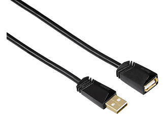 HAMA Câble de rallonge USB-2.0, 3 m - Rallonge, 3 m, 480 Mbit/s, Noir