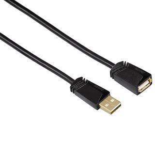 HAMA 125214 CABLE USB2 A/A M/F - USB-2.0-Verlängerungskabel, 1.8 m, 480 Mbit/s, Schwarz