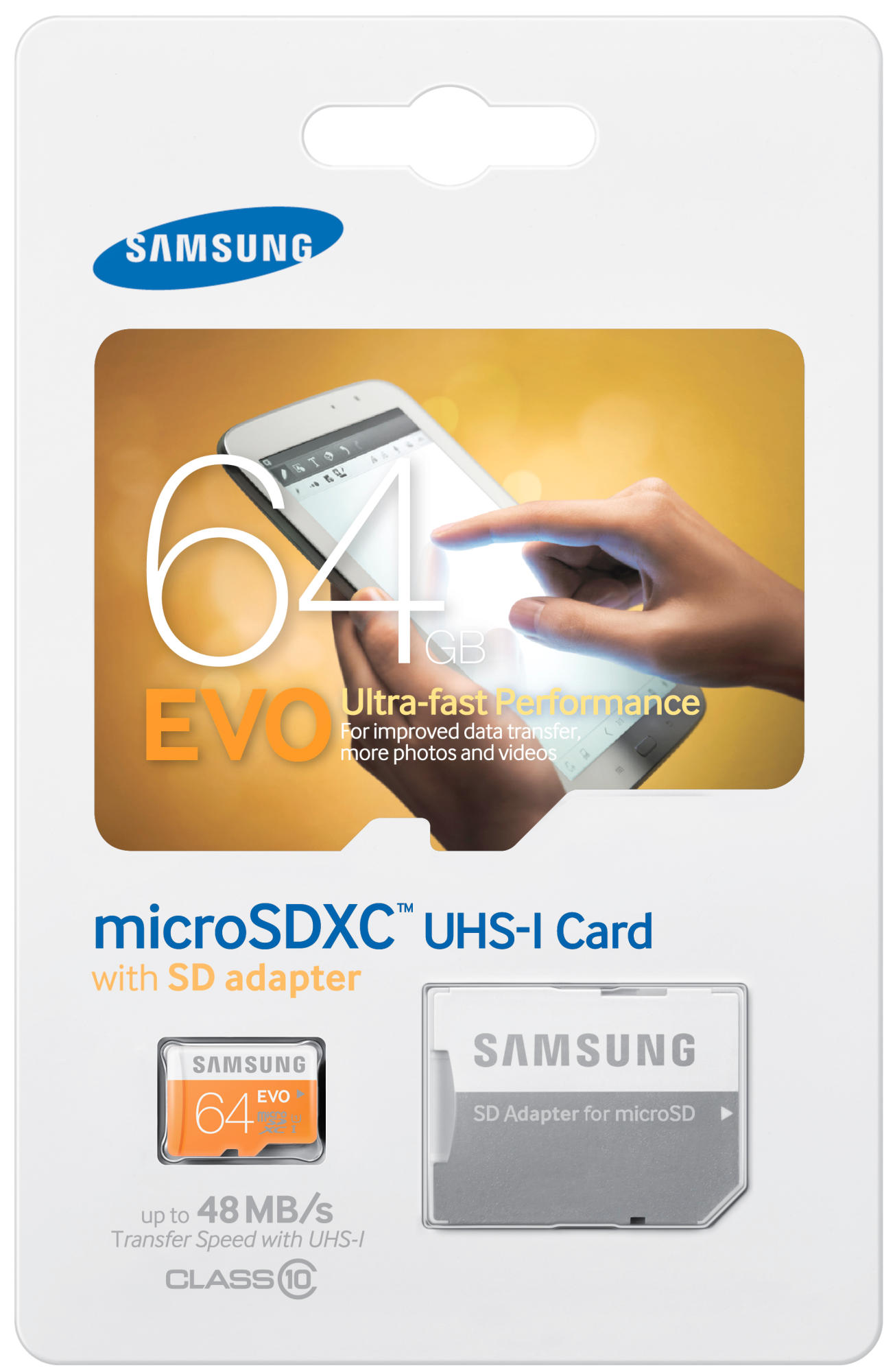 SAMSUNG EVO, Micro-SDXC Speicherkarte, 64 GB, 48 MB/s