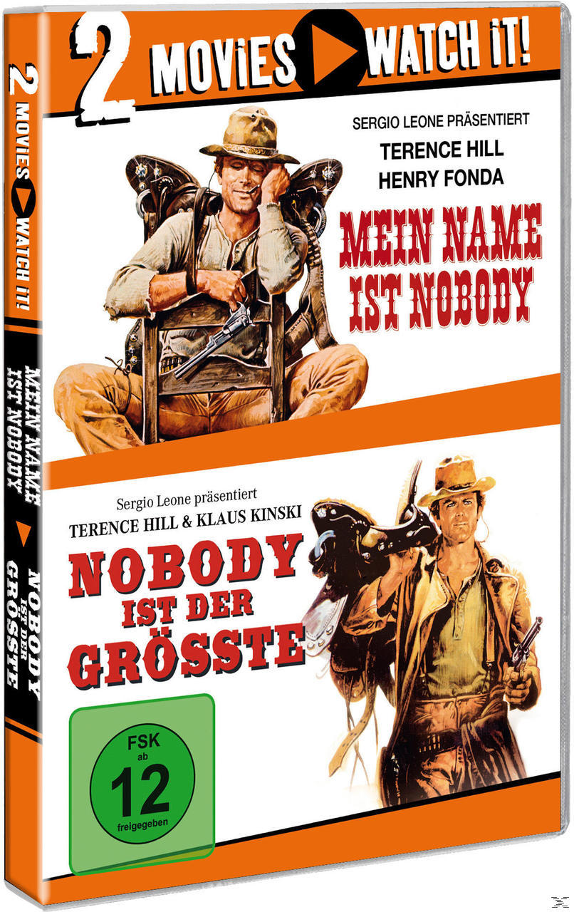 DVD-Cover: 2 Filme, 'Mein Name ist Nobody' und 'Nobody ist der Grösste' mit Western-Motiven.