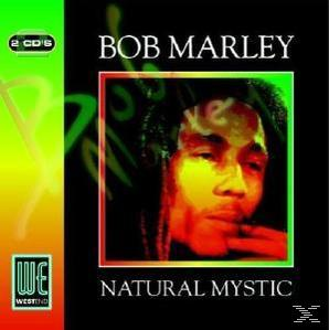 Album borító. Bob Marley portréja. Cím: Natural Mystic. Zöld és fekete háttér.