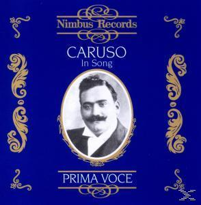 Albumcover. Ein Vintage-Porträt eines Mannes mit Schnurrbart und Text: Caruso In Song.