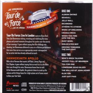 Rückseite des Albums 'Tour de Force' von Joe Bonamassa. Tracks und Text aufgeführt.