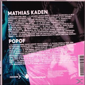 Popof-Albumcover. Enthält Titelliste und Cocoon-Logo mit rosa-blauem Farbverlaufshintergrund.