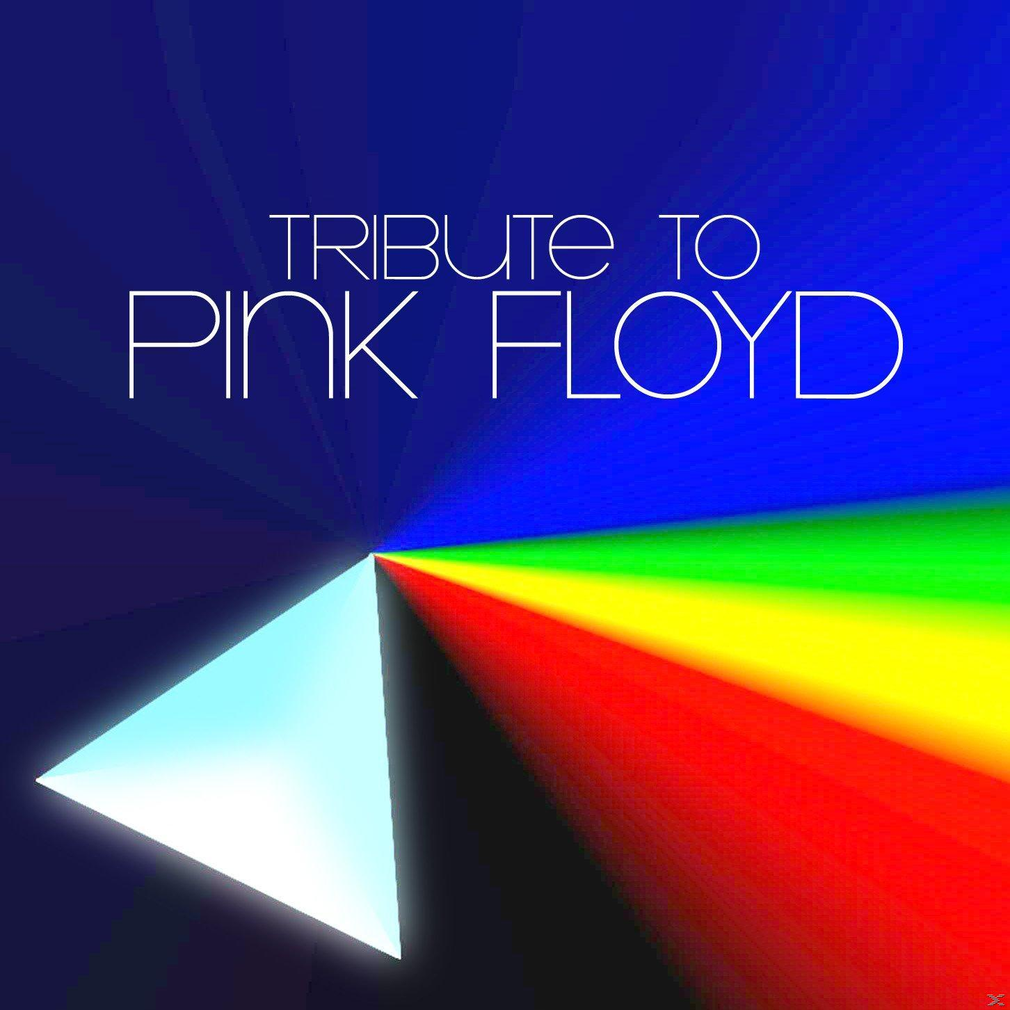 Albumcover: Pink Floyd Tribute. Blauer Hintergrund, Regenbogenlichtstrahl, weißes Dreieck.