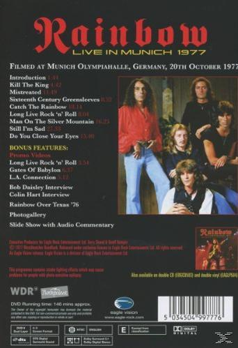 DVD-Cover: Live in München 1977, Rainbow. Mehrere Männer sind auf dem Cover zu sehen.