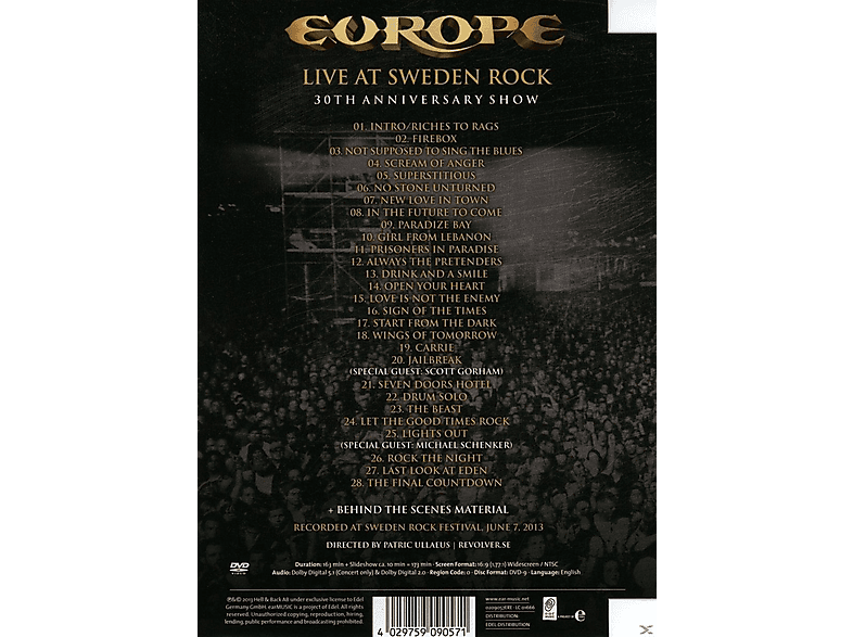 Thumbnail - Europe - Live At Sweden Rock-30th Anniversary Show (DVD)
