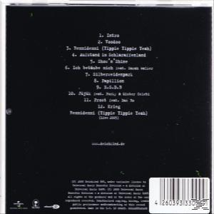 CD-Rückseite mit Titelliste. Schwarzer Hintergrund mit weißem Text. Die Titelliste befindet sich in der Mitte.