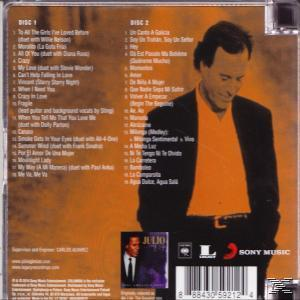 CD-Cover: Julio Iglesias, Bild von ihm im Anzug, Trackliste und Sony Music Logo.