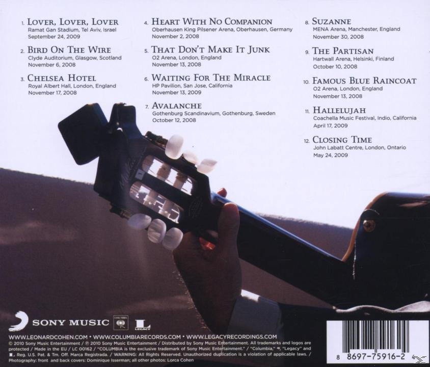 CD-Cover mit einer Hand, die eine Gitarre hält. Konzertdaten und -orte sind im Hintergrund aufgeführt.