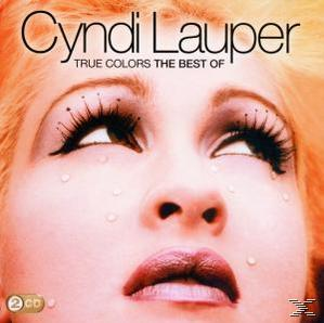 Albumcover von Cyndi Lauper. Nahaufnahme ihres Gesichts, mit hellem Make-up, nach oben blickend.