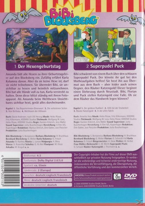 DVD-Cover mit Zeichentrickfiguren. Text auf Deutsch. Der Titel lautet "Bibi Blocksberg".