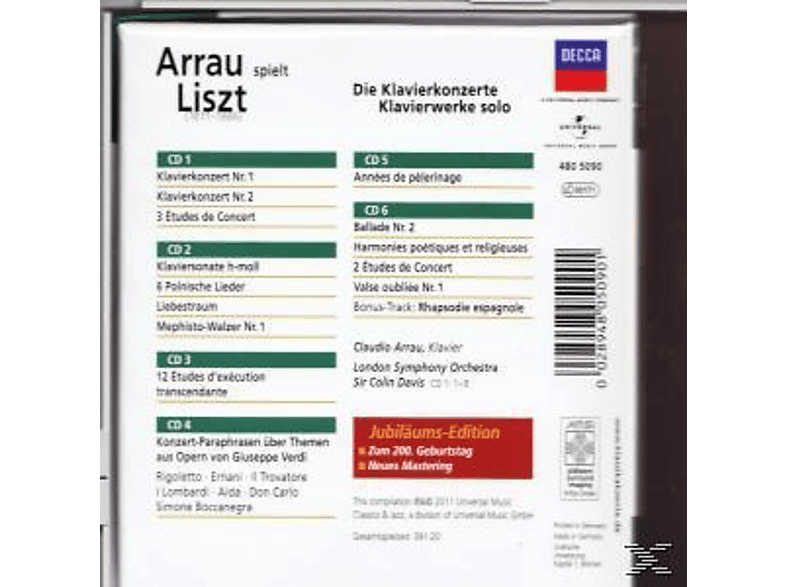 Thumbnail - VARIOUS, Arrau,Claudio/LSO/Davis,Colin - Arrau Spielt Liszt (CD)