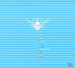 Albumcover mit blauem Hintergrund und einem weißen Design in Form von Flügeln und einem Herzen.