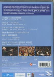 Rückseite einer DVD. Text über ein Konzert mit drei Bildern des Konzerts.