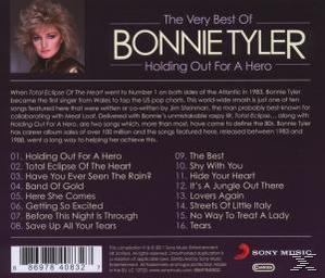 Albumcover von Bonnie Tyler. Titel: The Very Best Of Bonnie Tyler, Holding Out For A Hero. Titelliste und Bild von Bonnie.