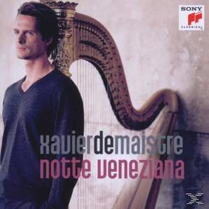 Album borítója egy férfival hárfa mellett, 'Notte Veneziana' címmel.