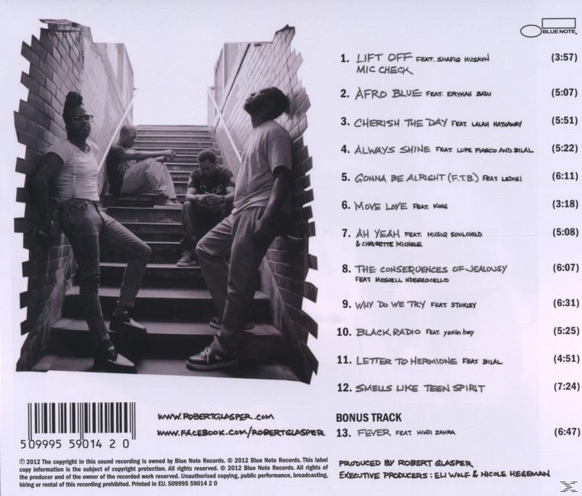 CD-Cover mit einem Schwarz-Weiß-Foto von Menschen auf einer Treppe. Es enthält Text mit Songtiteln und Künstlernamen.