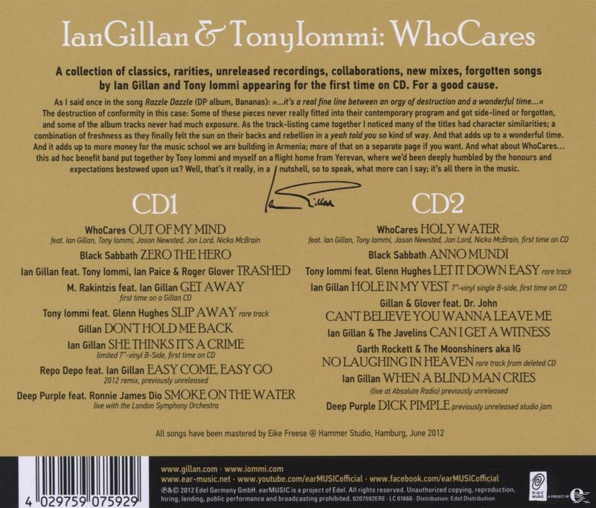 Tony Iommi, Ian & Gillan, VARIOUS - Tony (CD) Gillan - Ian Iommi-Whocares