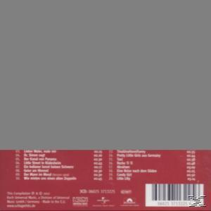 Eine rote Album-Rückseite mit Songtiteln in Weiß. Barcode und weitere Details unten.