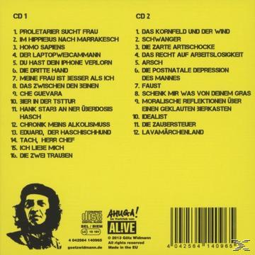 Albumcover: Eine Liste der Songs auf gelbem Hintergrund. Artwork zeigt Che Guevara und Albumname.