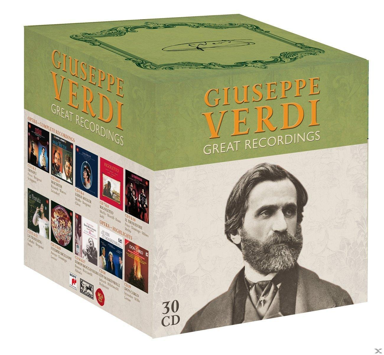 Boxset von Giuseppe Verdis Great Recordings. Die Box hat ein Bild von Verdi.