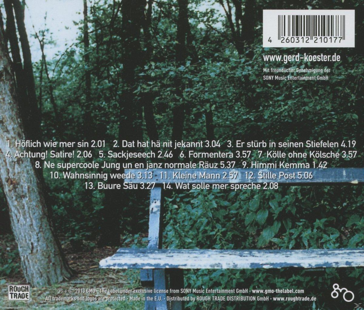 CD-Rückseite mit einer Bank im Wald. Songtitel und Credits sind mit einem Logo unten aufgeführt.