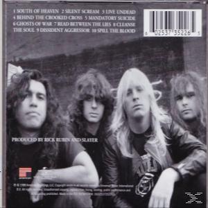 CD-Rückseite. Vier Männer in einer Band. Text: Produziert von Rick Rubin und Slayer.