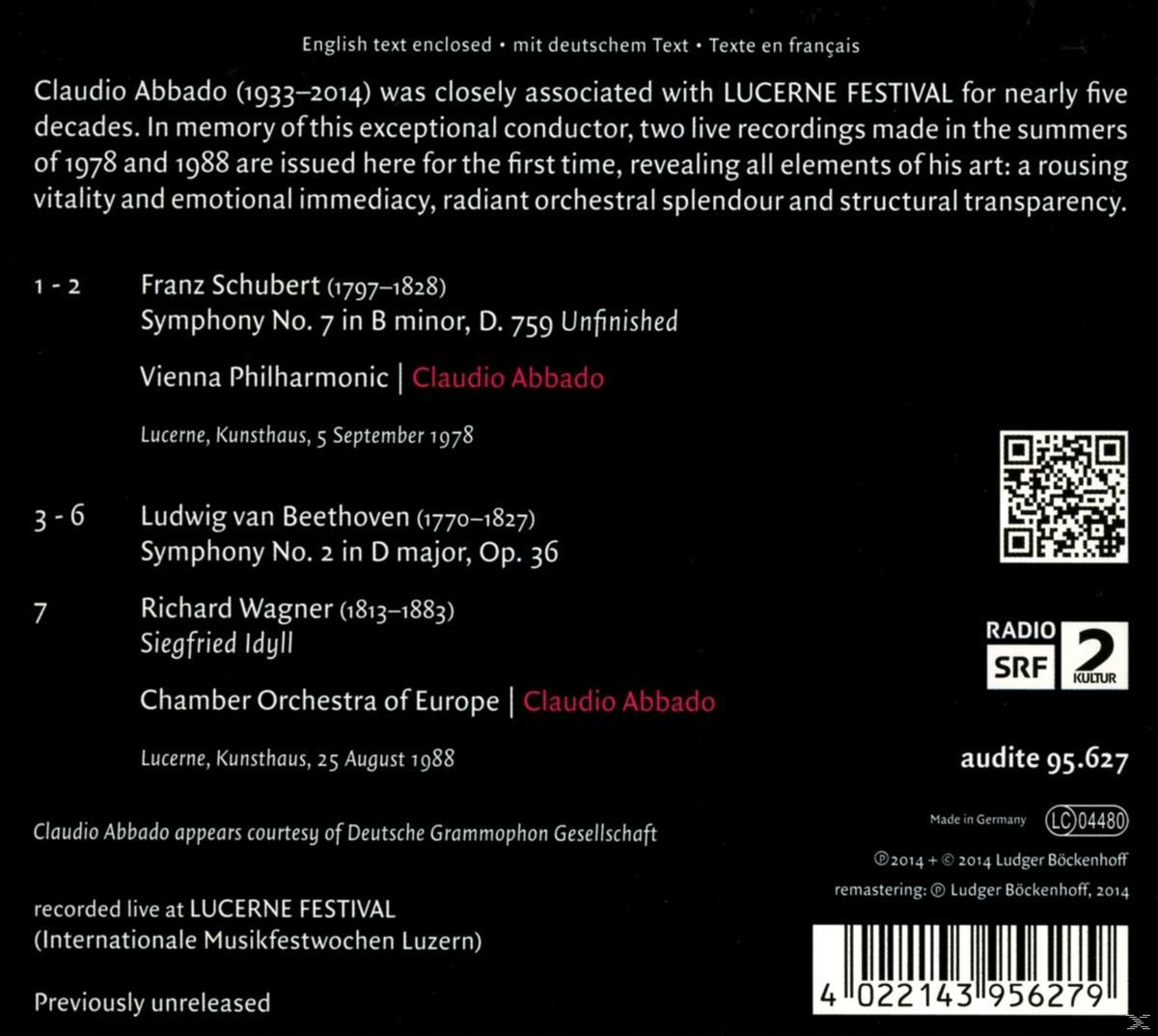 Rückseite eines CD-Covers mit Text in mehreren Sprachen. Enthält Text über Musik und einen QR-Code.