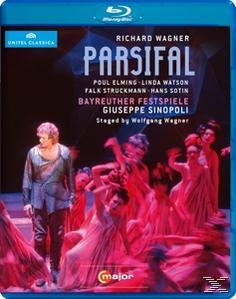 Blu-ray-Cover. Bühnenaufführung einer Oper mit einem Mann in blauem Hemd.