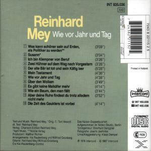Rückseite der CD von Reinhard Mey. Text ist auf Deutsch. Titelliste und Credits sind sichtbar.