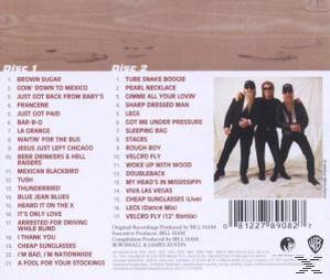 Rückseite einer CD mit Band und Titelliste. Schwarzweißfoto, mit Text und Logos.