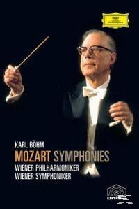 CD-Cover mit Karl Böhm, der ein Orchester dirigiert. Der Titel lautet 'Mozart Symphonien'.