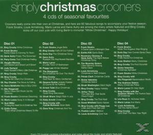 CD-borító a dalok címeivel. Simply Christmas Crooners, 4 CD. Zöld háttér.