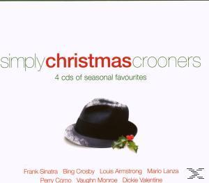 CD borító, 'Simply Christmas Crooners', kalap, magyal. Szöveg piros és zöld színben.