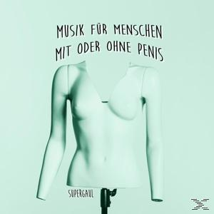 Eine kopflose Schaufensterpuppe mit Text: Musik für Menschen mit oder ohne Penis.