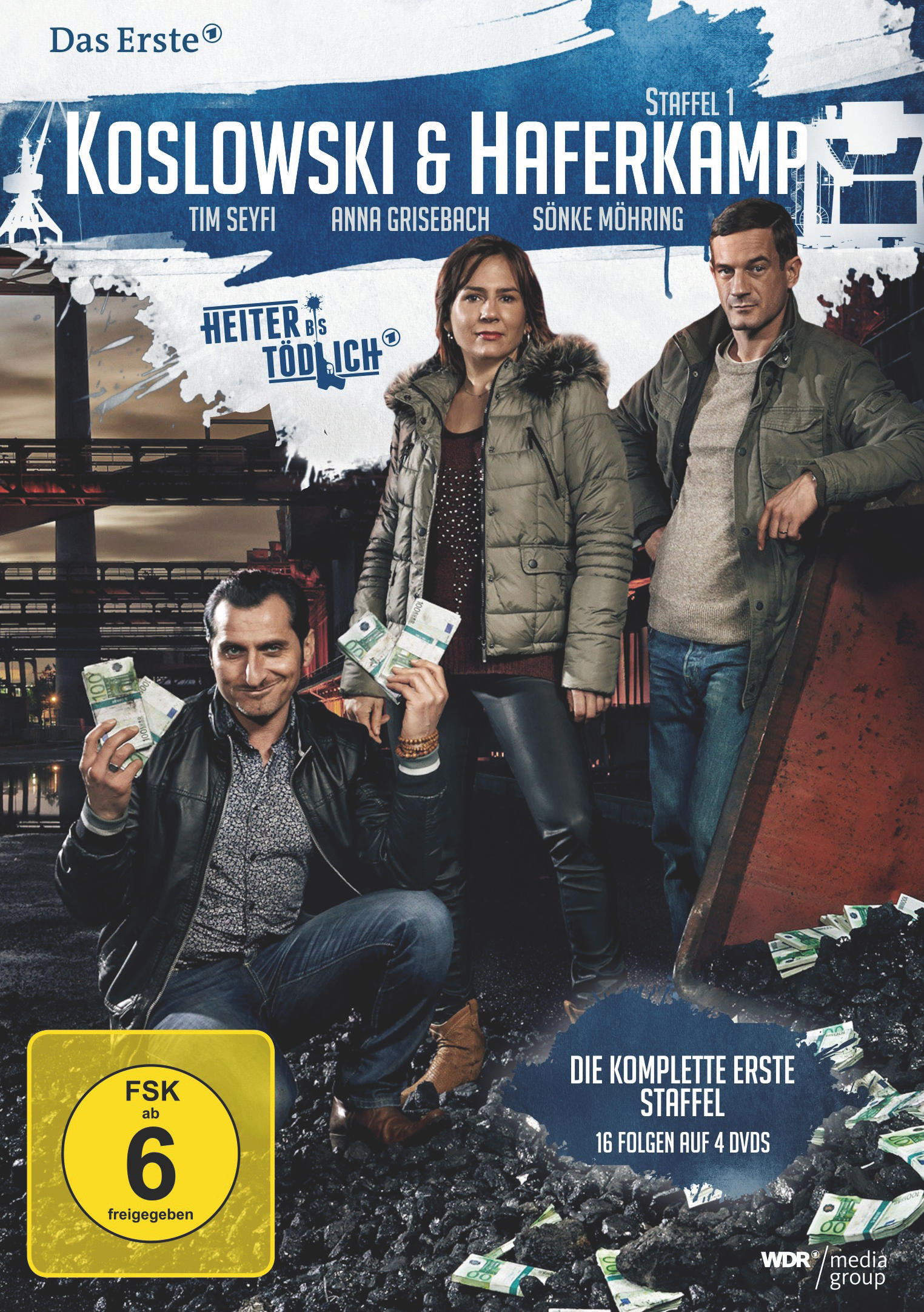 DVD-Cover: Drei Personen, ein Mann hält Geld. Titel: Koslowski & Haferkamp.
