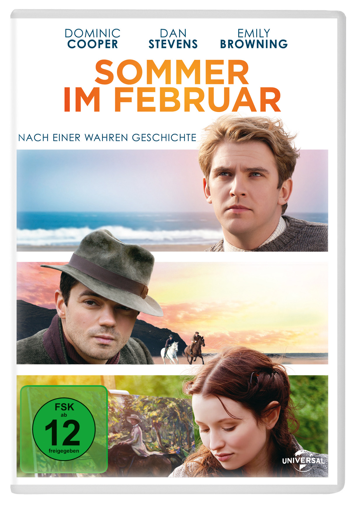 Filmcover mit drei Bildern, den Schauspielern Dominic Cooper, Dan Stevens und Emily Browning.