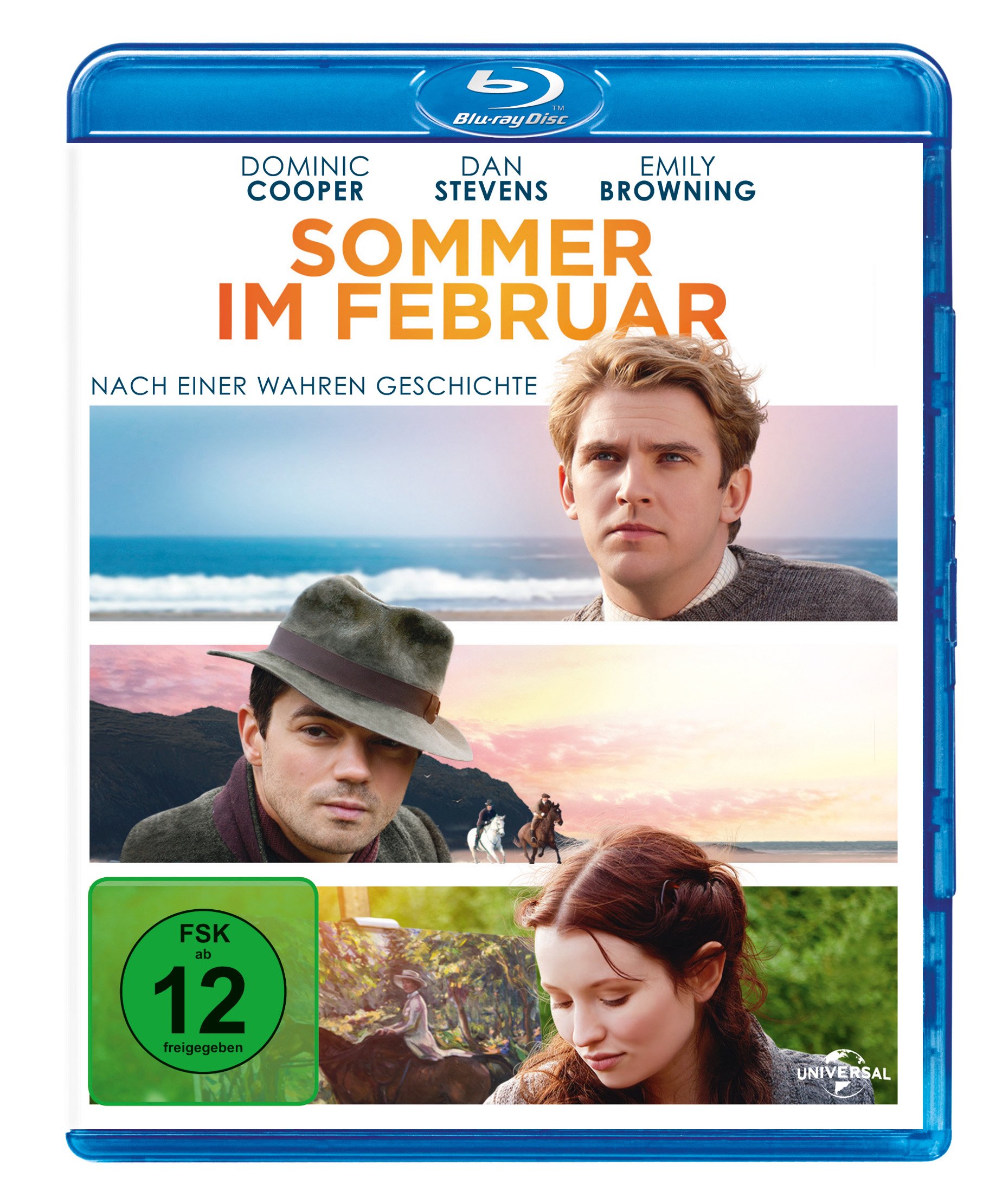 Blu-ray-Cover mit drei Panels. Schauspieler Dominic Cooper, Dan Stevens und Emily Browning.
