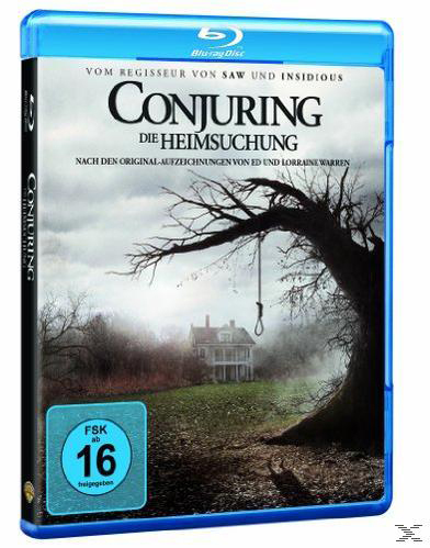 Blu-ray-Disc-Cover von 'Conjuring', ein Haus mit einer Schlinge in einem Baum.