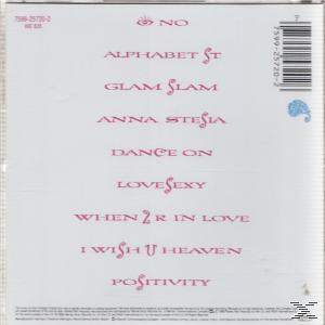Prince album hátlapja. Számlista rózsaszín szöveggel fehér háttéren, paisley mintával.