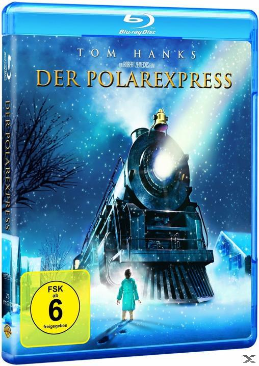 DVD-Cover mit blauem Cover mit Zug und Schnee. Es heißt Der Polarexpress.