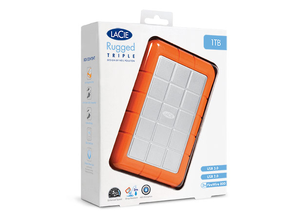 LACIE Rugged Triple Festplatte, 2 TB HDD, 2,5 Zoll, extern, Grau/Orange