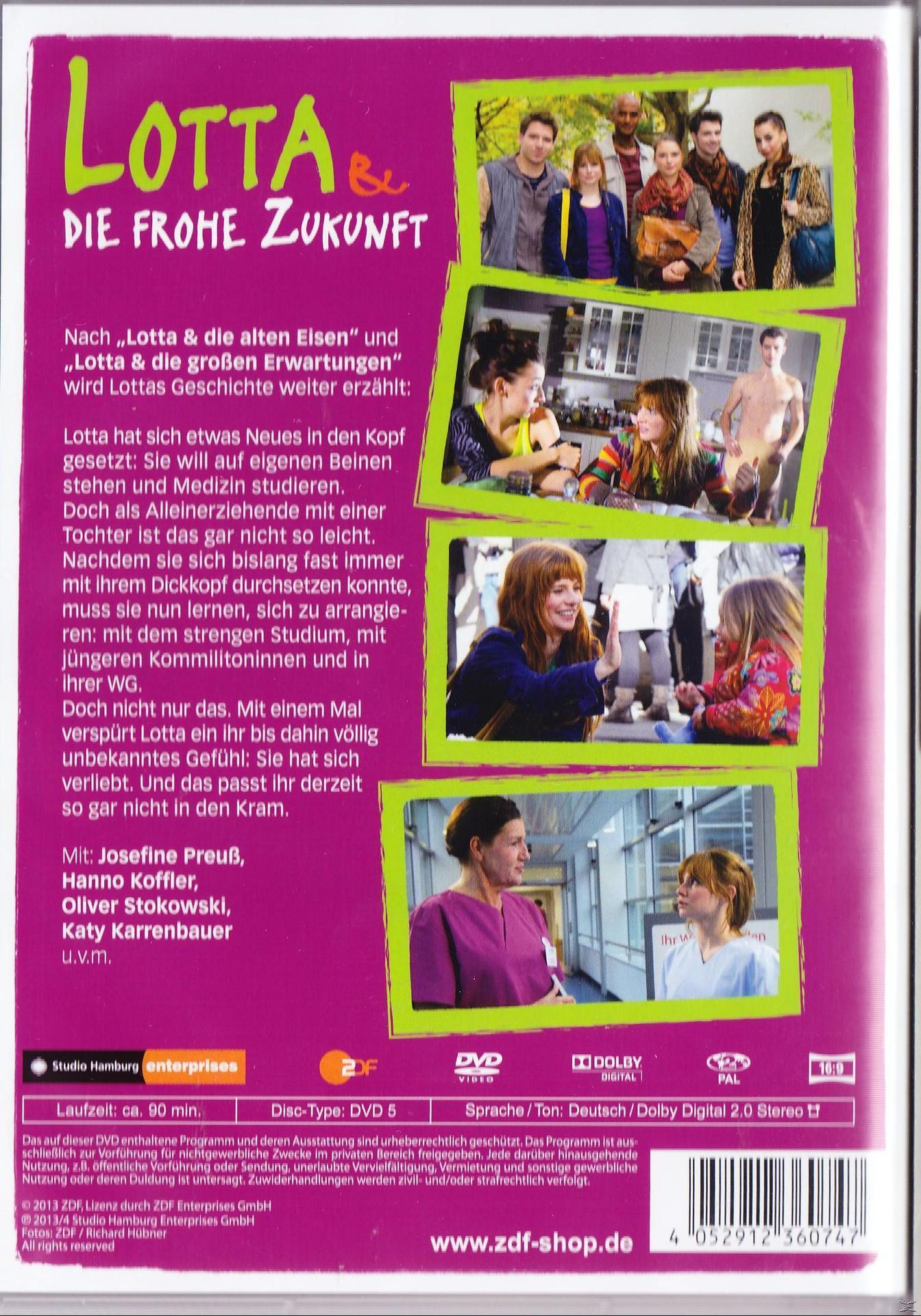 Rückseite der DVD 'Lotta & die frohe Zukunft', mit Bildern des Films und Details.