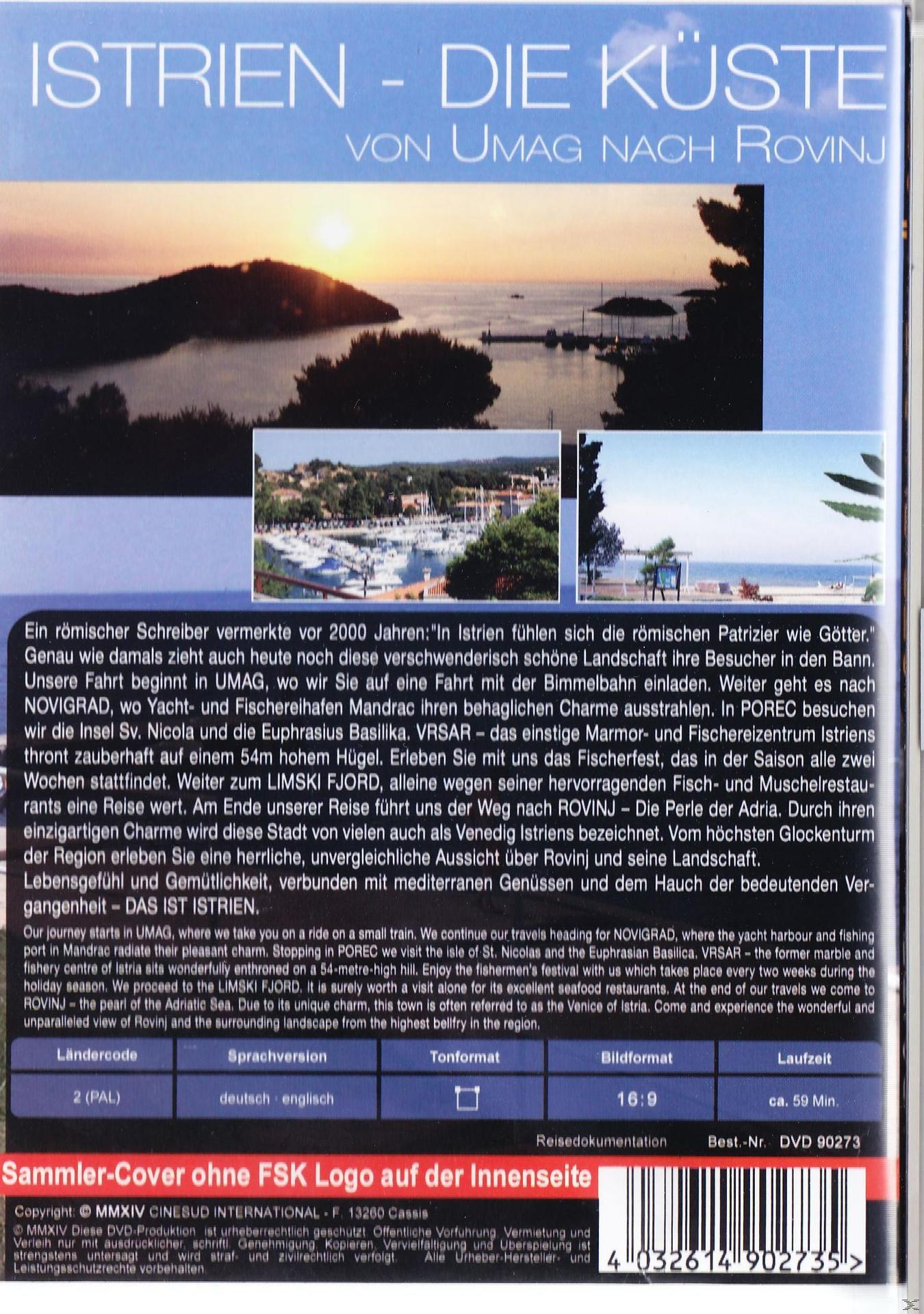 DVD-Cover: Istrien, Küstenansicht, Text auf Deutsch.