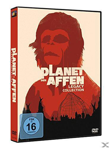 DVD-Cover von 'Planet der Affen' mit rotem Affengesicht und Legacy Collection Text.