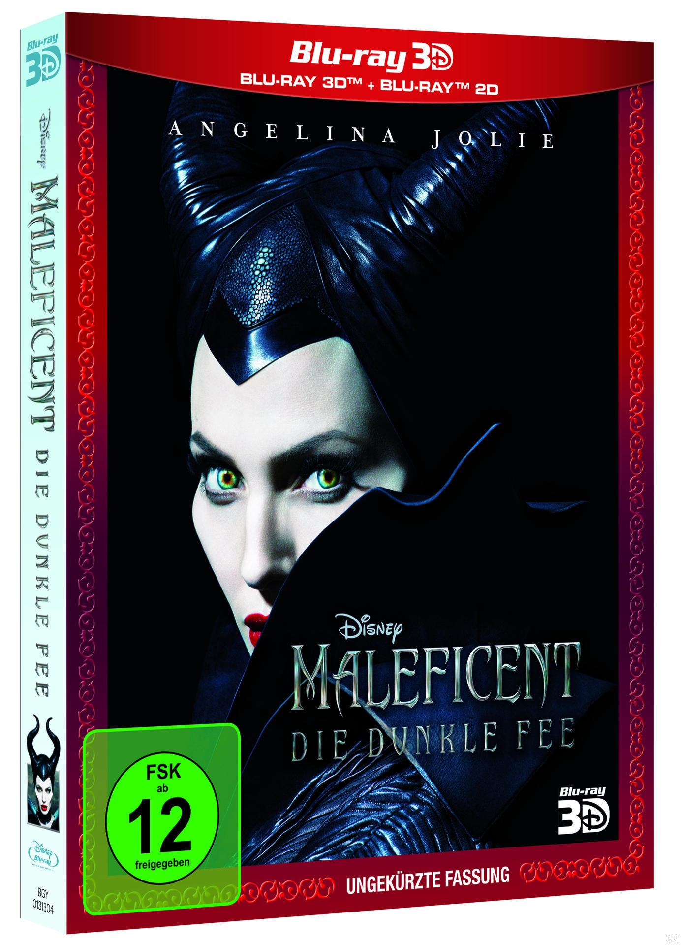 Eine DVD-Hülle von Maleficent: Die Dunkle Fee mit Angelina Jolie auf dem Cover.
